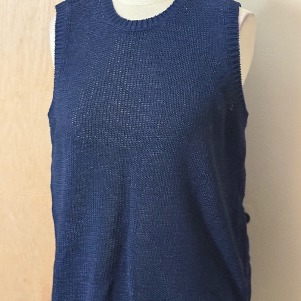 Navy Sleeveless Knit Top
